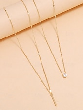 abordables Collier pour femme-Collier exquis pour femme avec pendentif goutte d&#039;eau double couche en or, style élégant et simple, adapté aux femmes soucieuses de la mode à porter lors d&#039;occasions décontractées et festives