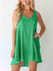 cheap Tank Tops &amp; Camis-Women&#039;s Mini Dress Petite Dress Casual Dress Summer Dress Slip Dress Fashion Classic Modern Daily Beach Weekend Regular Fit Plain Sleeveless U Neck Black Navy Blue Blue Green Summer