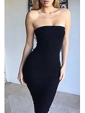 ieftine Rochii de absolvire-Pentru femei Rochii Midi Rochie albă Rochie de absolvire Bodycon Modă În aer liber Zi de Naștere Dată Fit regulat Simplu Fără manșon Fără Bretele Negru Alb Verde Militar Roșu-aprins Vară