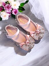 billige Blomsterjente-jenteglittersløyfe mary jane sko - glitrende rhinestone leiligheter for fester og bryllup