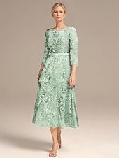 preiswerte Bodenlänge-A-Linie Kleid Mutter der Braut Elegant Petite Rundhalsausschnitt Knielang Chiffon Halbe Ärmel mit Falten einfarbig