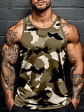 economico canottiere 3D da uomo-Per uomo Mimetico Maglietta Maglietta smanicata Senza Maniche maglietta Stampa 3D Girocollo Camicia Vacanza Casuale Camicia hawaiana Ferie verde 1# Verde 2# Blu 2# Estate Primavera Abbigliamento S M