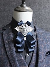 levne Pánské kravaty a motýlky-pánský luxusní křišťálový brožový motýlek - elegantní stuha s kamínkovým zdobením, formální svatební a společenské doplňky