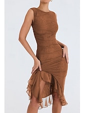 ieftine Rochii din chiffon-Pentru femei Rochii Midi Rochie de absolvire Rochie de Cocktail Rochie pentru invitata de nunta Rochie teacă Modă Modern În aer liber Absolvire Petrecere ceai Fit regulat Simplu Fără manșon Stil