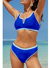 cheap Bikini Sets-Women&#039;s Swimwear Bikini 2 Piece Swimsuit Backless Patchwork Tropical Beach Wear Color Block V Neck Sleeveless Bathing Suits
