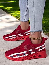 preiswerte Damen-Sneaker-Damen-Sneaker mit Blade-Sohle zum Unabhängigkeitstag – patriotische Laufschuhe mit amerikanischer Flagge für Sport und Freizeit