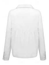 abordables Chemises-Femmes Chemise Chemises en coton et lin Boutonner Chemisier Uni Moderne Occasionnel manche longue Col de chemise Hauts Réguliers Quotidien Fête Sortir Boutons Noir Blanche Jaune Rose Claire Été