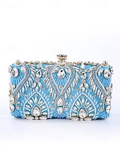 economico Clutch e borsette da sera-Per donna Clutch Borsa da Sera Polsiera Borse a Spalla Seta Feste Ricevimento di matrimonio Strass Perline Paillettes Borsa Multiuso Tinta unica Nero Blu Oro