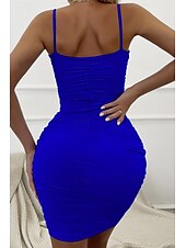 cheap White Graduation Dresses-Women&#039;s Mini Dress White Dress Graduation Dress Bodycon Slip Dress Fashion Party Birthday Date Regular Fit Plain Sleeveless Spaghetti Strap Black White Wine Red Summer