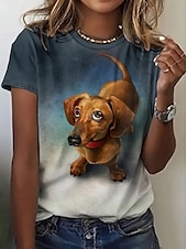 economico Maglietta Animali-Per donna Maglietta Top estivi Grafico Gradiente di Colore Classico Casual Manica Corta Girocollo Top corti Quotidiano Weekend Stampato Arcobaleno Estate Primavera Autunno