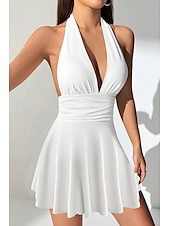 economico Abiti di Laurea-Per donna Mini Abito Abito Bianco Abito da laurea Moda All&#039;aperto Compleanno Laurea Vestibilità regolare Semplice Senza Maniche All&#039;americana Nero Bianco Rosso Estate