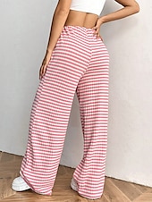 economico Pantaloni-Per donna Pantaloni Casual Lunghezza intera Naturale A righe Elasticizzato Casual Quotidiano Grigio chiaro Marrone e nero Blu cielo e Bianco Bianco / Rosa Estate