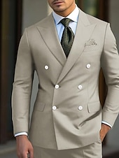 cheap Formal Suits-Men&#039;s Wedding Suits Homecoming Suits Black White Business WorkWear Solid Colored Slim Fit 2 Piece Double Breasted Six-buttons