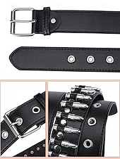 tanie Paski męskie-męski pasek punk rockowy z ćwiekami – czarny pasek ze sztucznej skóry w stylu gotyckim z nitami i metalową klamrą do jazdy na motocyklu, na koncerty i festiwale