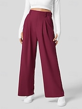 cheap Wide Leg &amp; High Waisted-Women&#039;s EU / US Size Pants Trousers Casual / Sporty Full Length Natural Comfortable Micro-elastic Wine Amethyst Depression Green Almond Spring, Fall, Winter, Summer