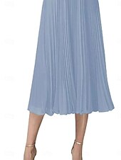 abordables Moins de 129,99 $-Robe Robe de Mère de Mariée  Élégant ancien Simple Col ras du cou Longueur thé Polyester Manche 3/4 avec Dentelle Couleur Unie 2025