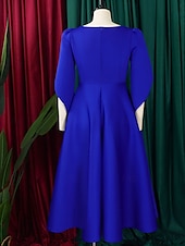 preiswerte Unter 129,99 $-Kleid Mutter der Braut Elegantes Freizeitkleid Rundhalsausschnitt Knie-Länge Polyester 3/4 lange Ärmel mit einfarbig