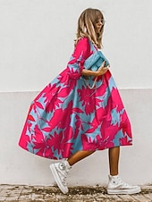 cheap T shirt Dresses-Women&#039;s Plus Size Midi Dress Casual Dress Summer Dress Classic Vacation Daily Holiday Loose Fit Leaf Short Sleeve Crew Neck Black Red Green Summer