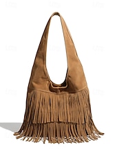cheap Handbag &amp; Totes-Women&#039;s Boho Fringe Shoulder Bag Hobo Handbag – Vintage Faux Suede Handbag for Music Festivals, Casual Outings &amp; Travel