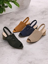 billige Kjole Sandaler-kvinners flystrikke peep toe block hæl sandaler - stilige pustende sommersko for kontor og uformelle antrekk