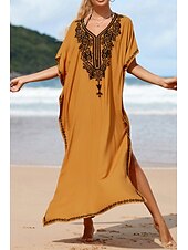 cheap Boho Dress-Women&#039;s Midi Dress Casual Dress Boho Dress Print Dress Fashion Modern Going out Beach Weekend Regular Fit Flower Short Sleeve V Neck Yellow Summer