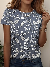 abordables T-shirt Boho-Femmes T-shirt Fleuri Graphique Vintage Élégant Occasionnel Manche Courte Col rond Hauts Réguliers Quotidien Week-end Imprimé Jaune Rouge Bleu Bleu clair Été Printemps