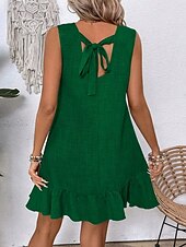 voordelige Eenvoudige jurk-Dames Mini Jurk Off The Shoulder Jurk Casual Buiten Reguliere Pasvorm Grafisch Mouwloos Ronde Hals Blauw Fuchsia Groen Abrikoos Zomer
