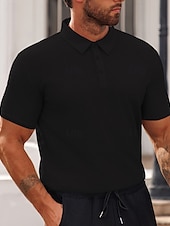 preiswerte Sport-Herren Poloshirts zum Suchbegriff: &quot;Waffel&quot; Golfhemd Arbeit Casual Kargen Kurzarm Basic Modern Glatt Knopf Sommer Frühling Regular Fit Schwarz Weiß Gelb Rote Hellgrau Hellblau Poloshirts zum