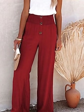 economico Pantaloni-Per donna Pantaloni in cotone e lino Pantaloni Eleganti Pantaloni Palazzo Casual Lunghezza intera Naturale Semplice Elastico in vita Comodo All&#039;aperto Confortevole Streetwear Abbigliamento quotidiano