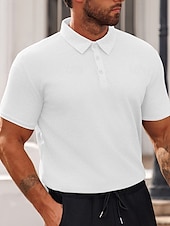 preiswerte Sport-Herren Poloshirts zum Suchbegriff: &quot;Waffel&quot; Golfhemd Arbeit Casual Kargen Kurzarm Basic Modern Glatt Knopf Sommer Frühling Regular Fit Schwarz Weiß Gelb Rote Hellgrau Hellblau Poloshirts zum