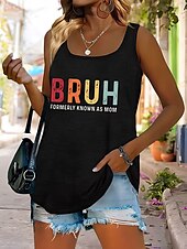 ieftine Magazin grafic Tricouri fără mâneci &amp; Camis-Ziua Mamei Pentru femei Camisole Tank Top Grafic Scrisă Casual Fără manșon Stil Nautic Topuri obișnuite Zilnic Imprimeu Negru Alb Roz Îmbujorat Vară