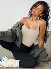 ieftine Rezervor simplu-Pentru femei Camisole Tank Top Simplu Stilat Sexy Fără manșon Fără mâneci Cu Bretele Topuri obișnuite Zilnic Negru Alb Roșu-aprins Maro Deschis Gri Închis Vară