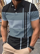 billiga Klassisk pikétröja för män-Herr Golftröja Golf pikétröjor Arbete Ledigt Kavajslag Kortärmad Grundläggande Modern Rand Lappverk Knappar Sommar Normal Rosa + Orange Mörkrosa Blå Purpur Orange Grön Golftröja