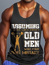  Men's Funny Slang Vest Top Sleeveless T shirt 3D Print Crew Neck Shirt Sports Fashion Daily Gym Hiking Blue Red Green Summer Spring Clothing Apparel S M L XL XXL XXXL