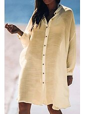 economico Camicie-Per donna Camicia Camicie ispirate al lino Abbottonare Blusa Semplice Moderno Casual Manica Lunga Colletto a Camicia Top lunghi Quotidiano Ferie Uscire Bottoni Bianco Giallo Rosa Azzurro Estate