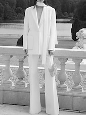 tanie Garnitury dla mamy-Garnitur Matki Panny Młodej Elegancka Koszula Długi Rękaw Chiffon Długość do Podłogi z Jednym Kolorem