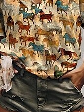 abordables Kentucky top-Derby du Kentucky Femmes T-shirt Graphique ancien Occasionnel Manche Courte Col en V Hauts Réguliers Quotidien Week-end Imprimé Jaune Rouge Gris Été