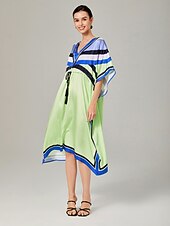 abordables Robes décontractées-robe ample à cordon coulissant en satin à motif géométrique