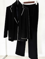 tanie Garnitury dla mamy-Garnitur Matki Panny Młodej Elegancka Koszula Długi Rękaw Chiffon Długość do Podłogi z Jednym Kolorem