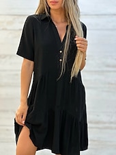 ieftine Rochii Albe Casual-Pentru femei Rochie Mini Rochie albă Rochii Tip Cămașă Rochie casual Rochie de vară Modă Clasic Modern Zilnic Sfârșit de săptămână Fit regulat Simplu Manșon Jumate Guler Cămașă Negru Alb Roșu-aprins