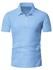 olcso Vakáció-Férfi Pólóingek Quarter Zip Polo Szabadtéri Hétköznapi viselet Hajtóka Rövid ujjú Divat Hawaii Sima 2 db Nyár Normál Fekete Fehér Sötétkék Királykék Lóhere Khakizöld Pólóingek