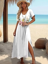 abordables Vestido Floral-Vestido Maxi de Mujeres Vestido de Camiseta Vestido de Tee Vestido de Playa Vestido de Cambio Vestido de Verano Elegante Bohemio Tropical Vacaciones Fiesta Holiday Corte Regular Gráfico Vintage