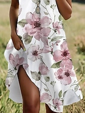 abordables Robe Fleurie-Robe Mini Femme Robe A Ligne Robe Décontractée Robe T Shirt Robe Tee Robe Sundress Stylée Décontractée Vacances Décontractée Quotidienne Ajustement Régulier Graphique Floral Manches Courtes Col Rond