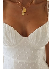 economico Abiti di Laurea-Per donna Mini Abito Abito Bianco Abito da laurea Abito Sottoveste Moda Moderno All&#039;aperto Compleanno Data Vestibilità regolare Semplice Senza Maniche Spalline sottili Bianco Azzurro Estate