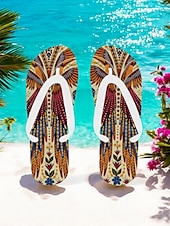 economico Infradito da Vacanza-infradito etniche boho da donna - sandali da spiaggia con motivo tribale vintage, comode pantofole estive per viaggi e festival
