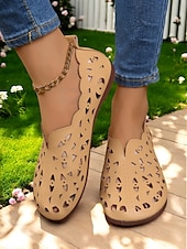 economico Ballerine da donna-slip-on bianche da donna con taglio laser a piedi nudi - scarpe casual traspiranti e leggere, comode e comode, perfette per le giornate estive