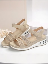 preiswerte Komfortsandalen-Damensandalen mit Luftpolster und Strasssteinen – bequeme Schuhe mit verstellbarem Klettverschluss und offener Spitze für Freizeit und Outdoor