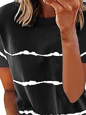 halpa Raidallinen ja geometrinen t-paita-Naisten Pusero Tasku Napit Kuvitettu Tyylikäs Vapaa-aika Lyhythihainen Tiukka pyöreä kaula-aukko Tavalliset topit Päivittäin Musta Valkoinen Punastuvan vaaleanpunainen Harmaa Kesä Kevät