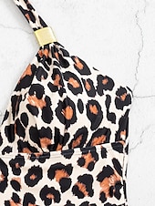 billige Onepiece badedrakter-Kvinne Badetøy Én Del Monokini Badedrakt Ryggløs Magekontroll Høy Midje Slank Ferie Strandklær Solid Farge Leopard Halter Hals Uten Erme Badedrakter