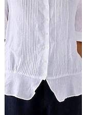 economico Camicie-Per donna Camicia Camicie di cotone e lino Abbottonare Blusa Semplice Essenziale Moderno Manica Corta Colletto a Camicia Top Regolari Quotidiano Ferie Uscire Bottoni Bianco Estate